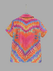 Tie-Dye Short Sleeve Button-Up Shirt