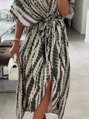 Tie-Dye Tie Waist Wrap Dress