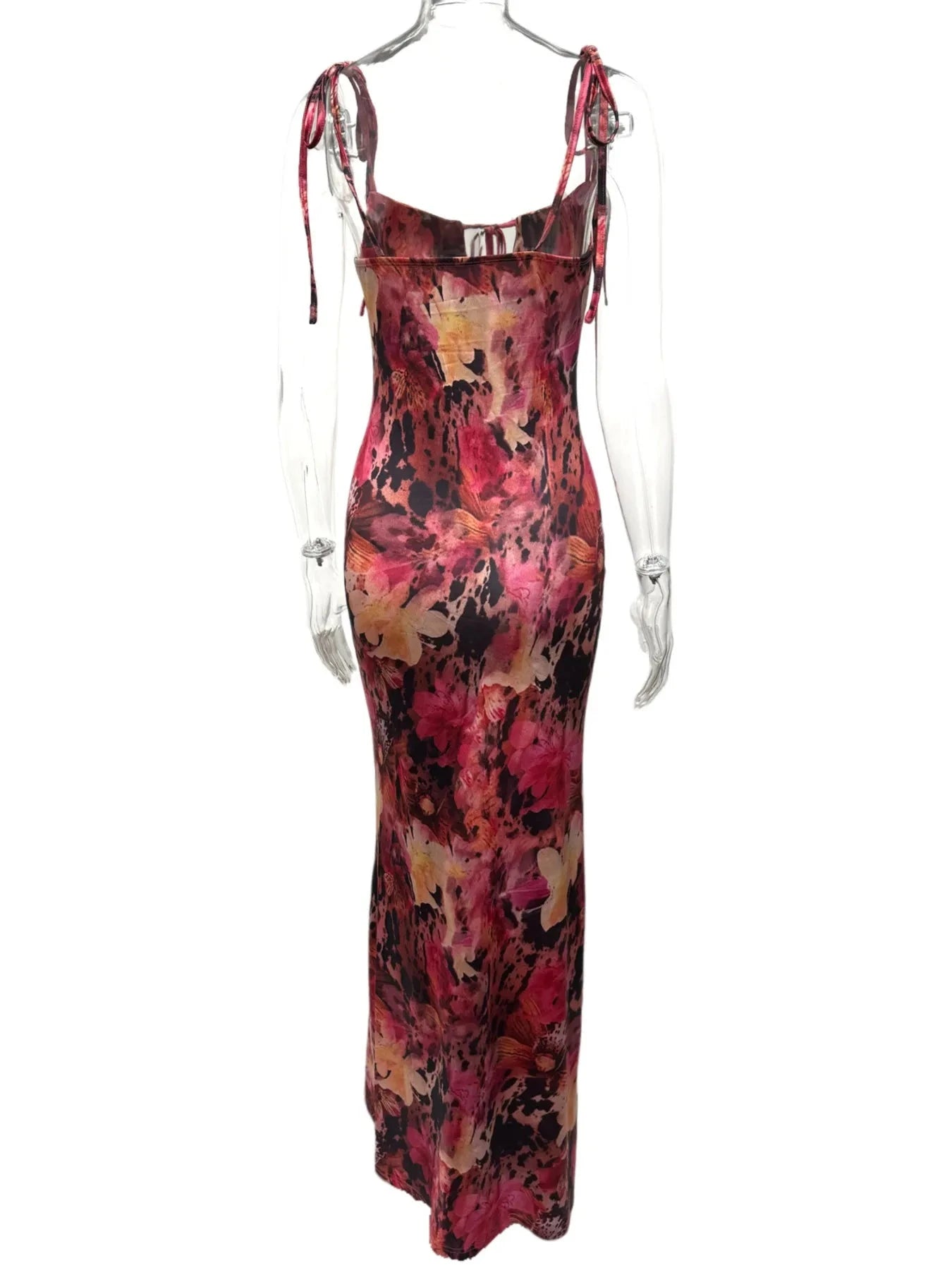 Tie Front Floral Print Maxi Dress