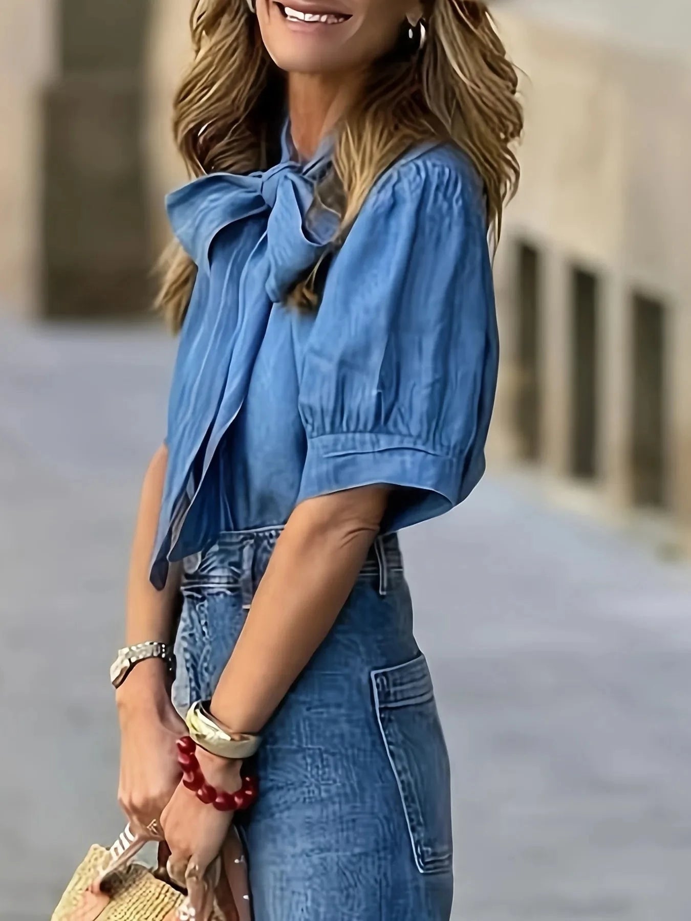 Tie Front Short Sleeve Blouse