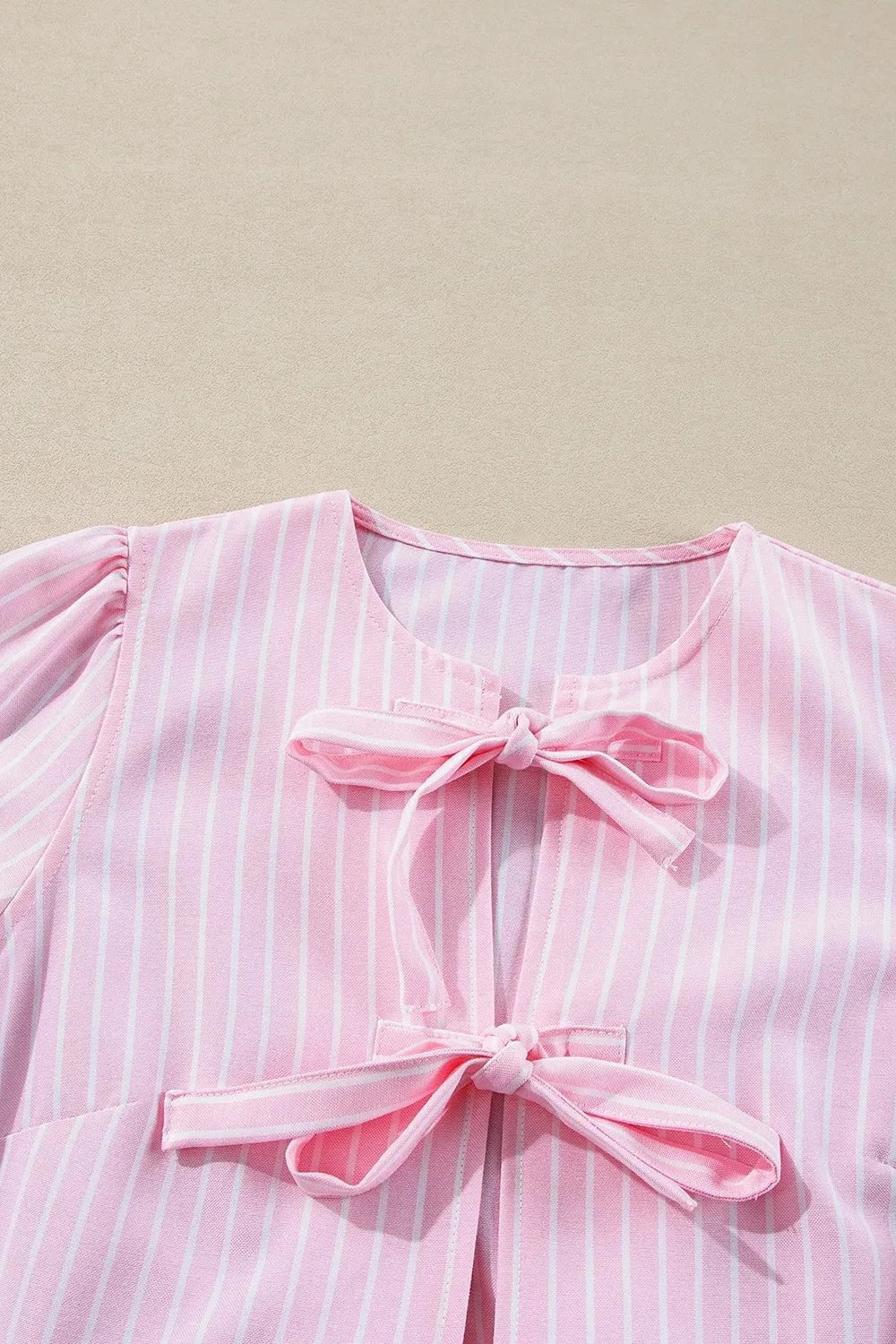 Tie Front Striped Peplum Blouse