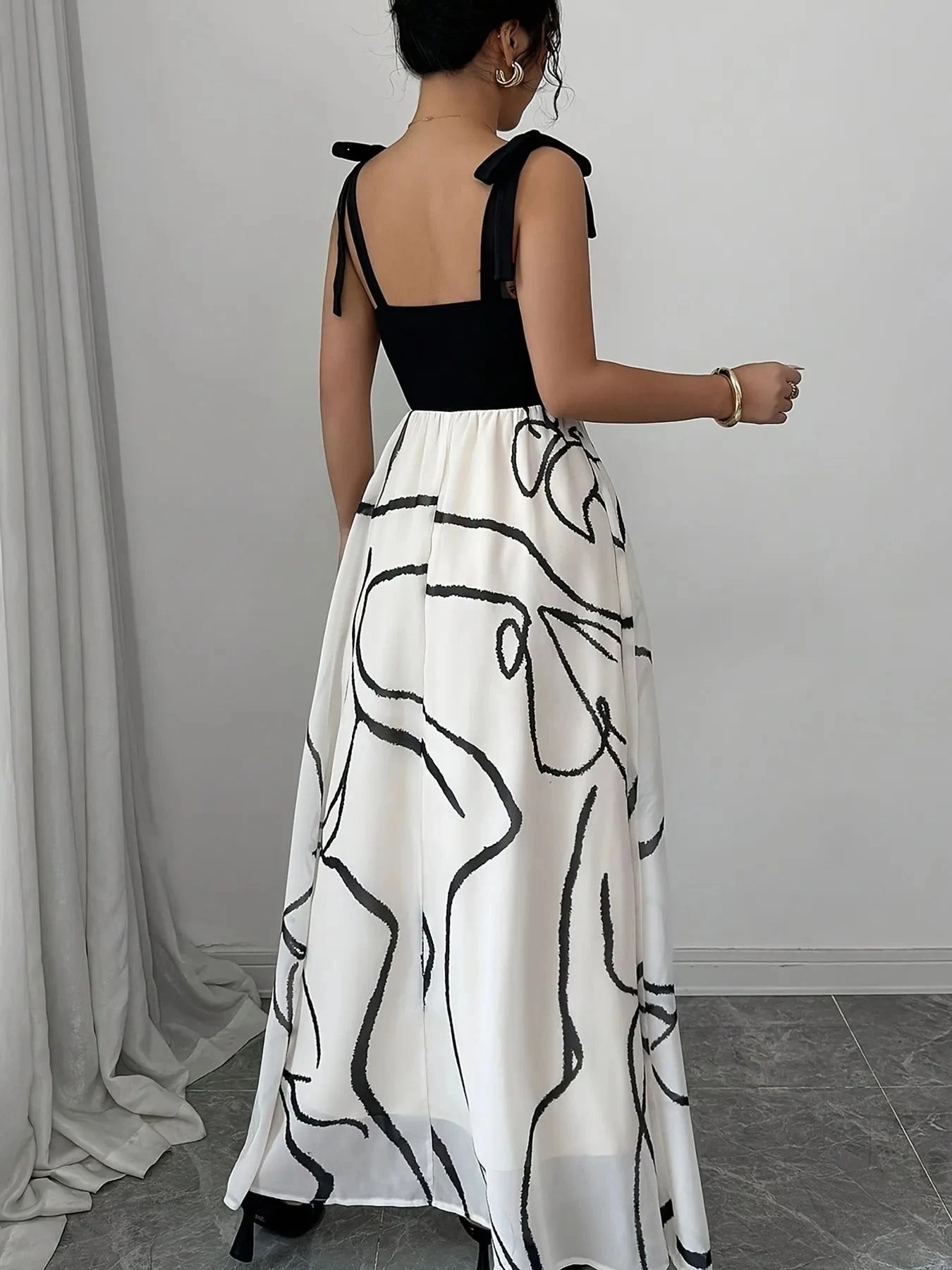 Tie Shoulder V-Neck Maxi Dress