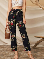 Tied Floral Straight Pants
