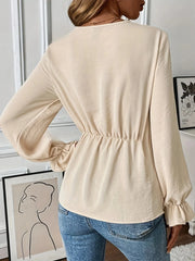Tied Front Flounce Sleeve Blouse