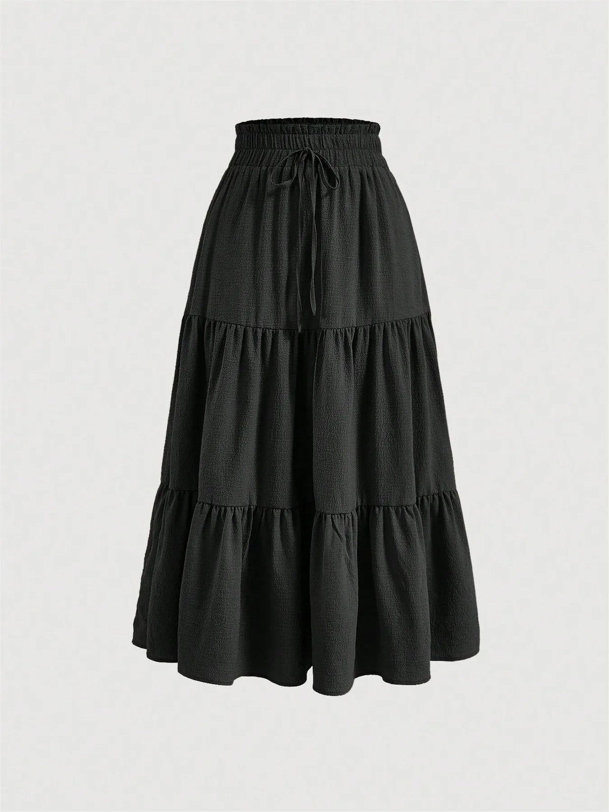 Tied Tiered Skirt Black / S