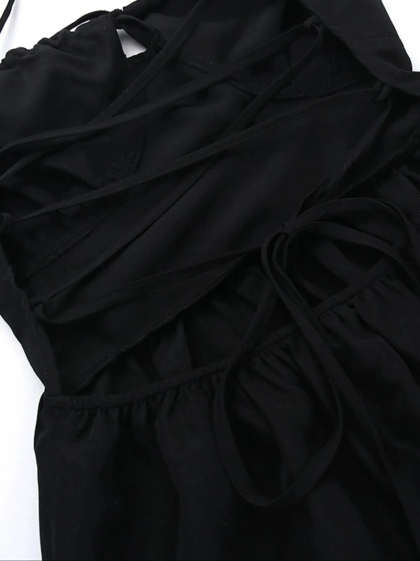 Tiered Lace Up Spaghetti Straps Maxi Dress