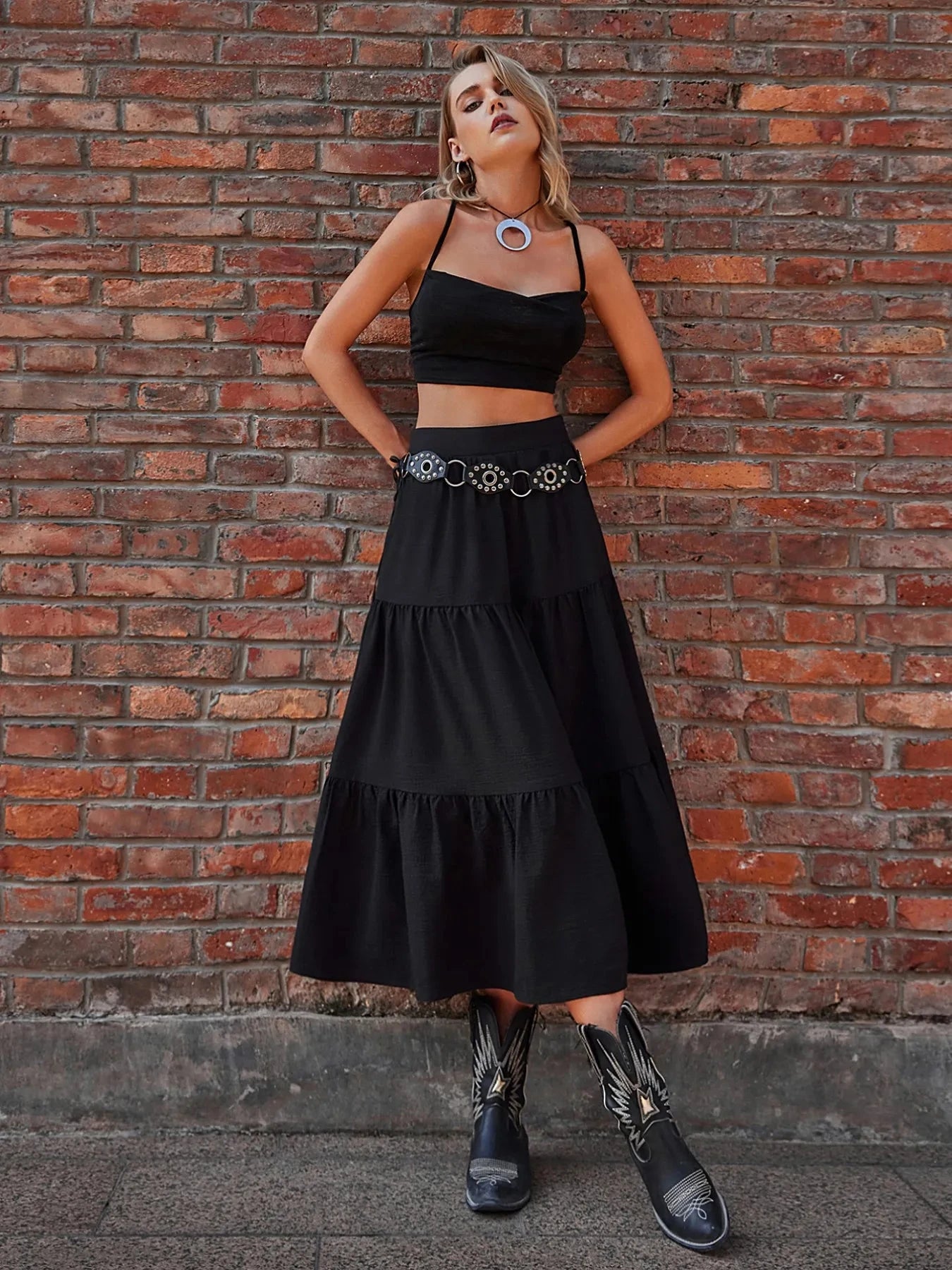Tiered Midi Skirt