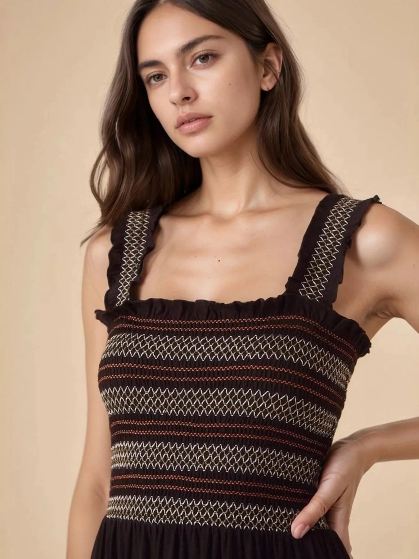 Tiered Square Neck Maxi Dress