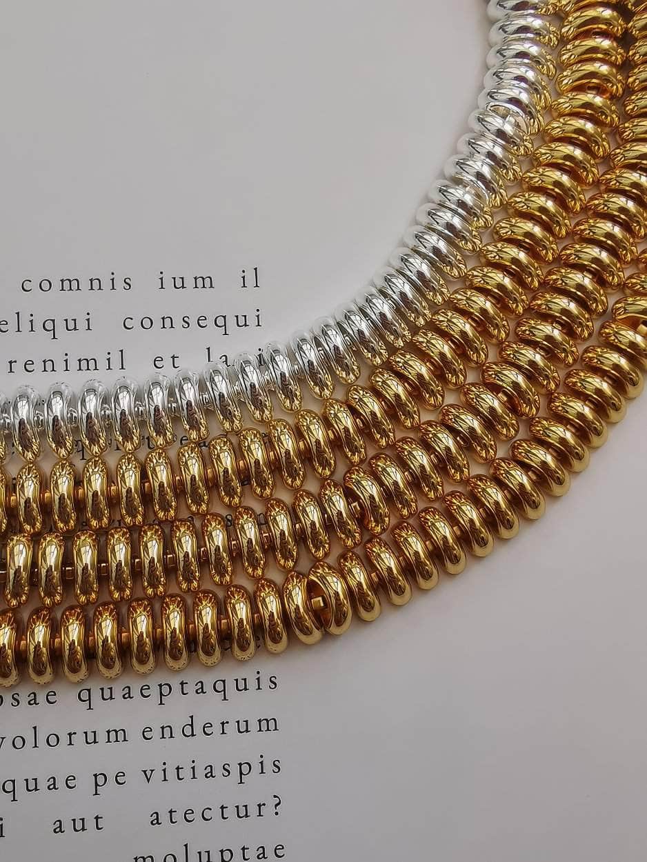 Timeless Ribbed Sofia Disc Choker Necklace