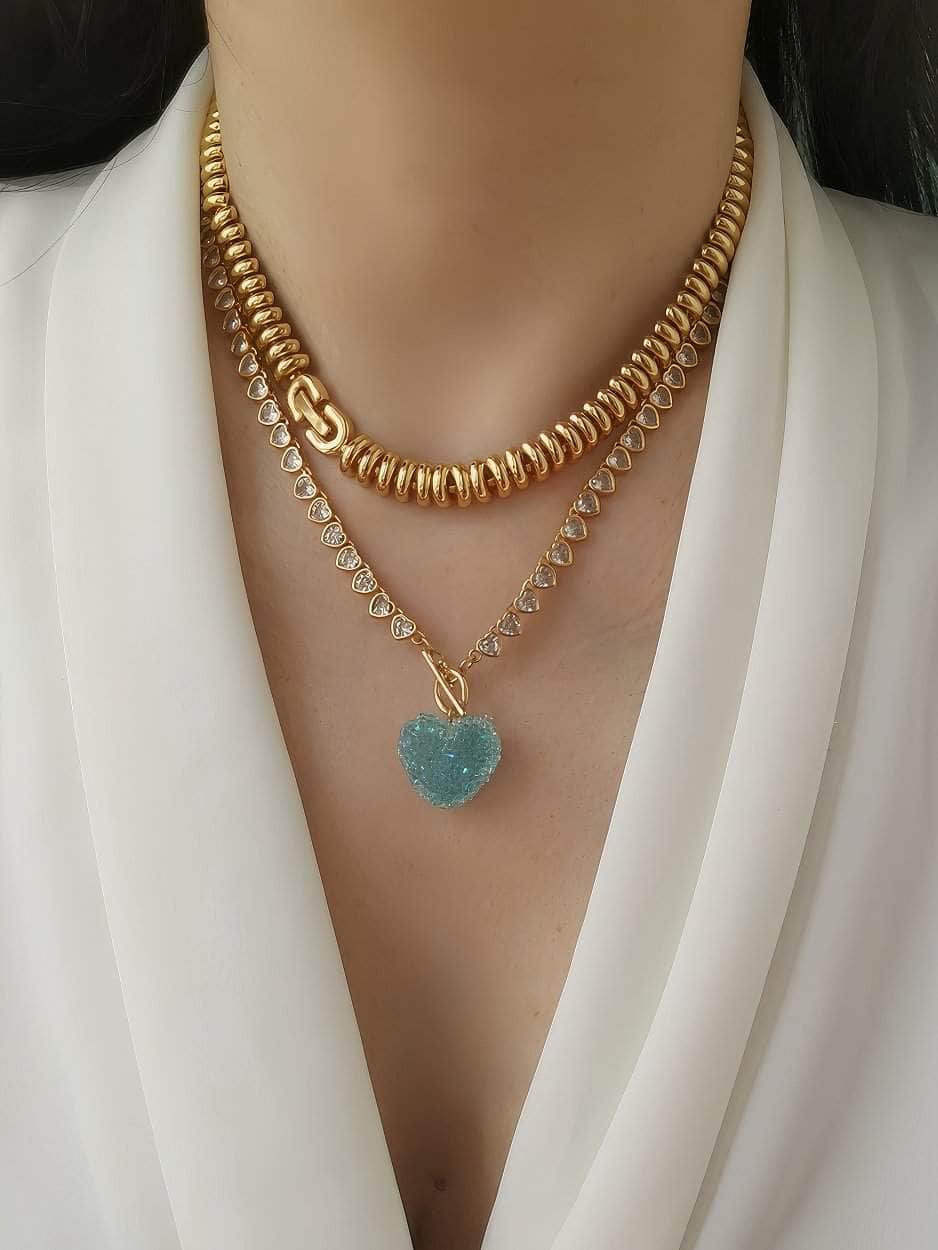 Timeless Ribbed Sofia Disc Choker Necklace
