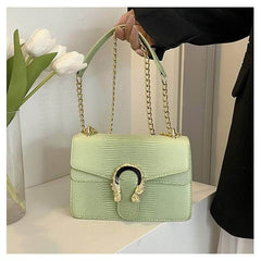 Trendy Metal Chain Crossbody Bag Green