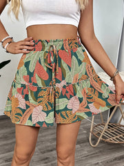 Tropical Print High Waist Shorts Floral / S