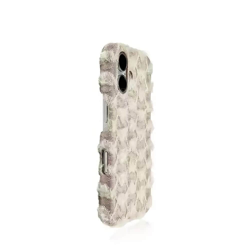 Tweed Wooly Hand Woven Deluxe Textured iPhone Case iPhone 11 / Beige polka dot