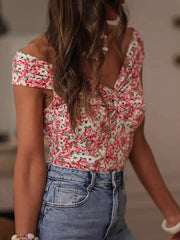 Twisted Front Floral Print Sleeveless Top