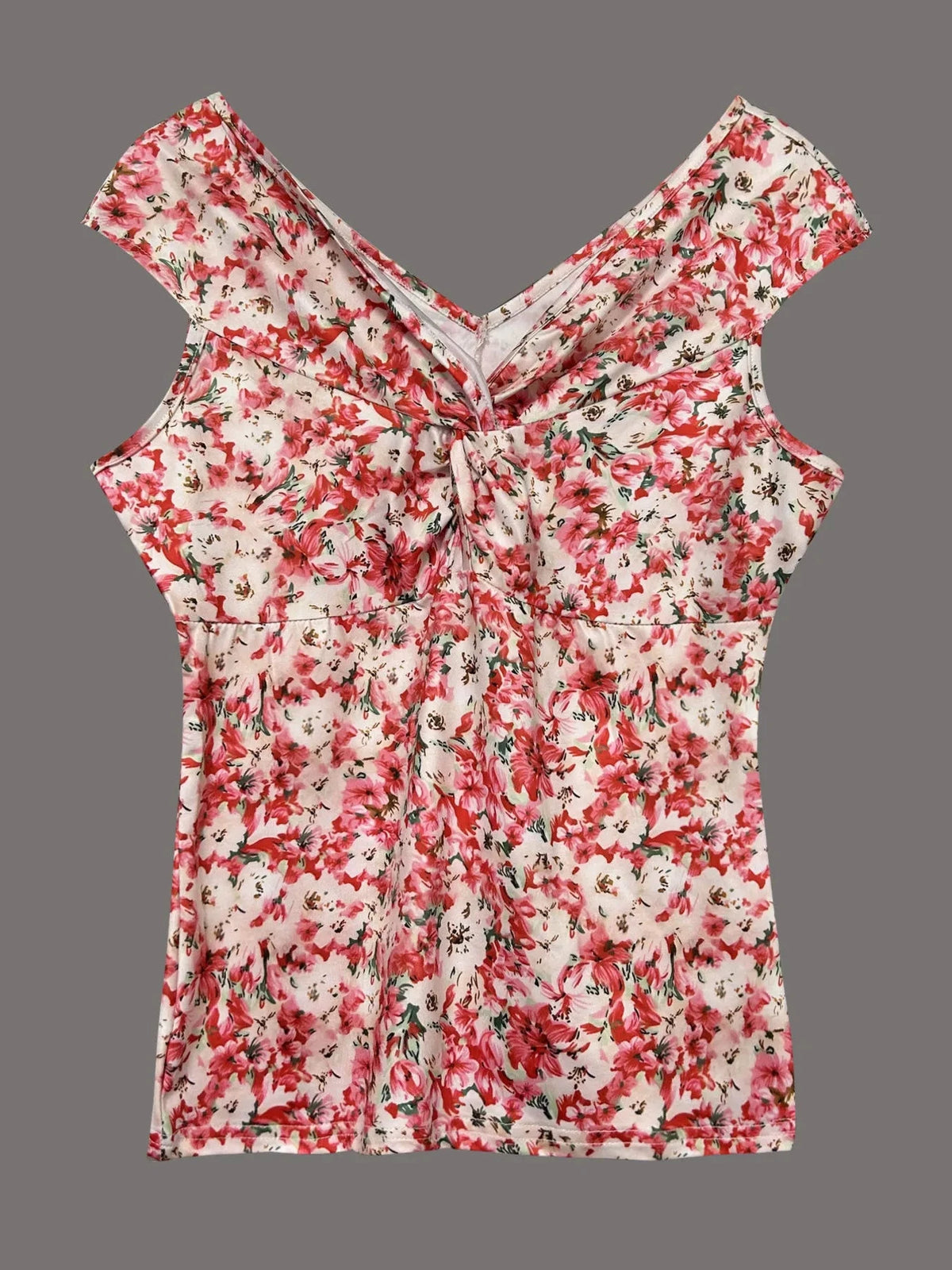 Twisted Front Floral Print Sleeveless Top Floral / S