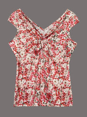 Twisted Front Floral Print Sleeveless Top Floral / S