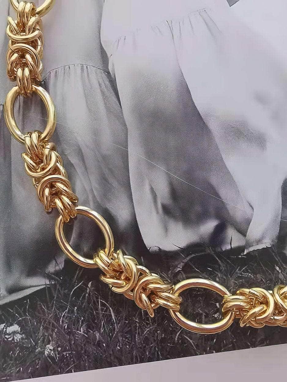 Twisted Knot Lock Punk Statement Gold Chain Necklace Gold