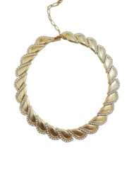 Twisted Paved Cuban Rhinestone Accented Necklace Gold / Necklace