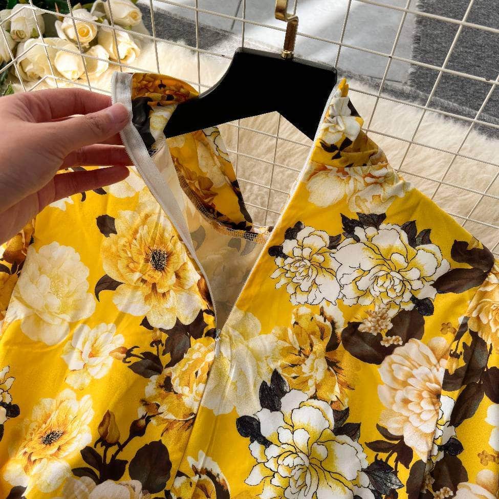 Two Piece Floral Ruched Sleeves Blouse Belted Wide Leg Pants