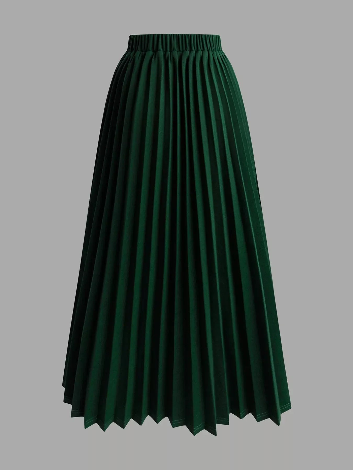 Two Tone Long Sleeve Top and Pleated Skirt Set