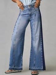 Two-Tone Wide Leg Jeans Dusty Blue / XS