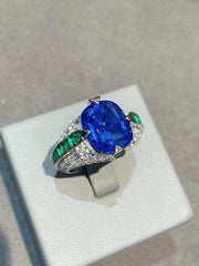 Two-Toned 14k White Gold Lab-Created Gemstone Cocktail Ring