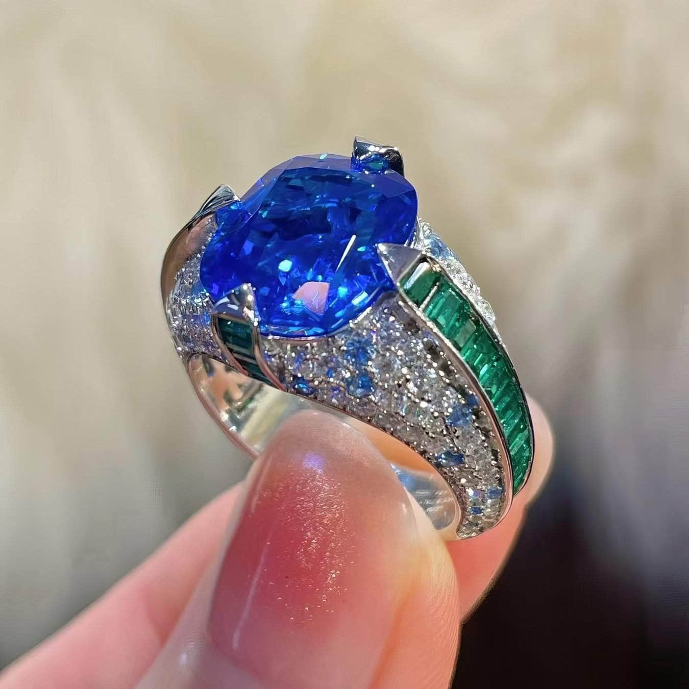 Two-Toned 14k White Gold Lab-Created Gemstone Cocktail Ring