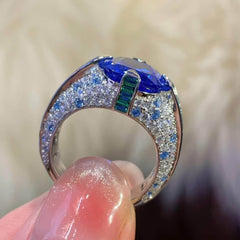 Two-Toned 14k White Gold Lab-Created Gemstone Cocktail Ring