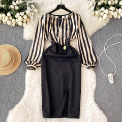 Two Toned Gold Button Accented Bodycon Dress