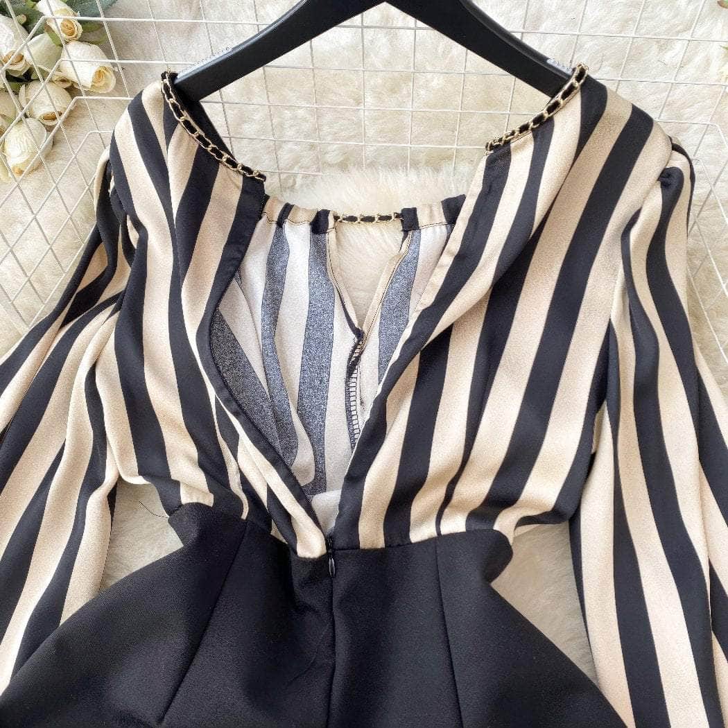 Two Toned Gold Button Accented Bodycon Dress