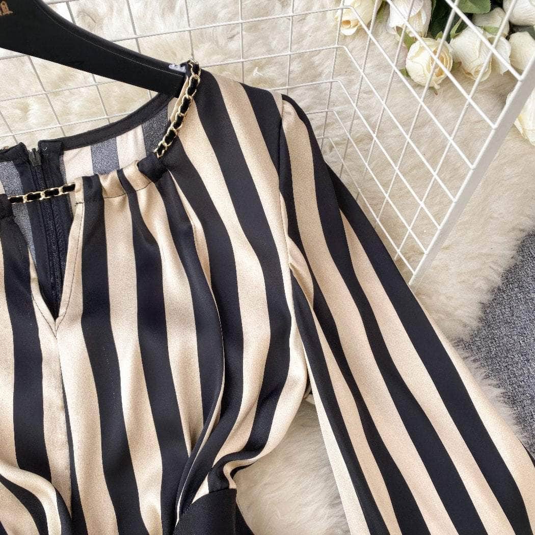 Two Toned Gold Button Accented Bodycon Dress