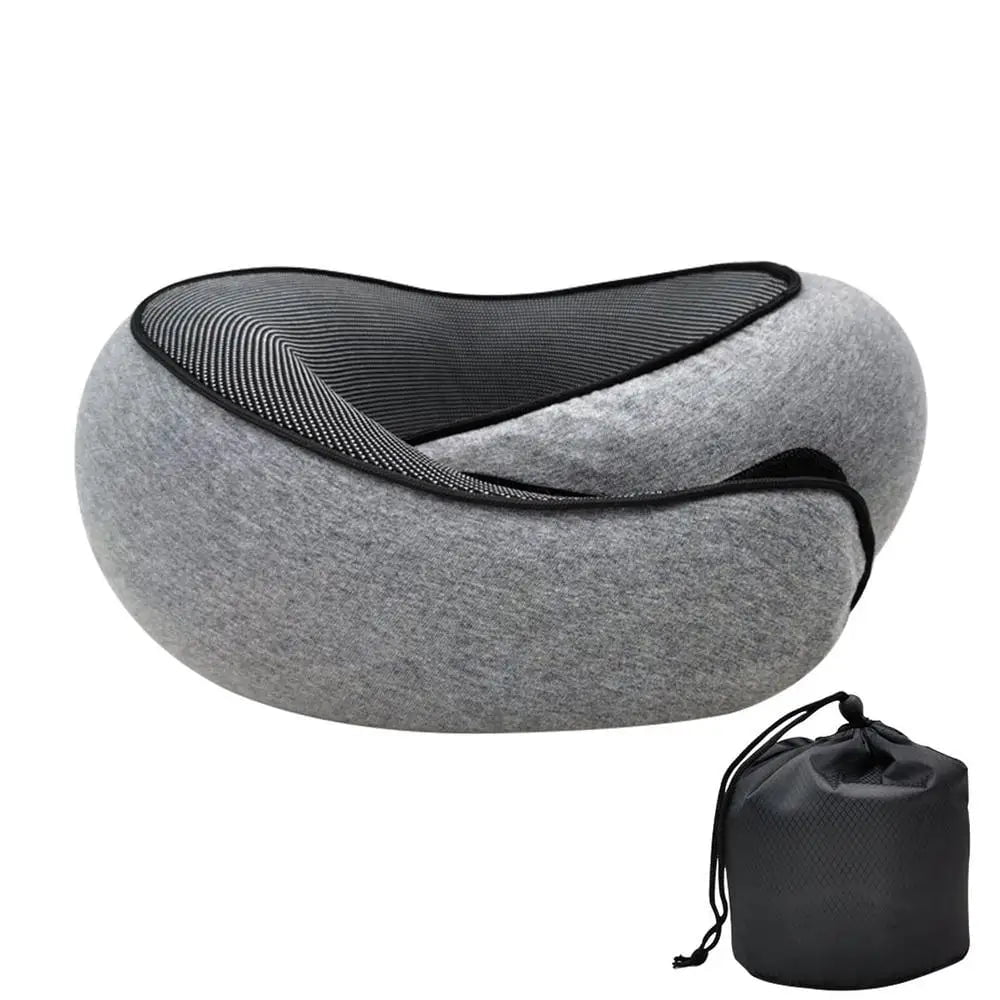 U-shaped Portable Memory Foam Neck Pillow Gray