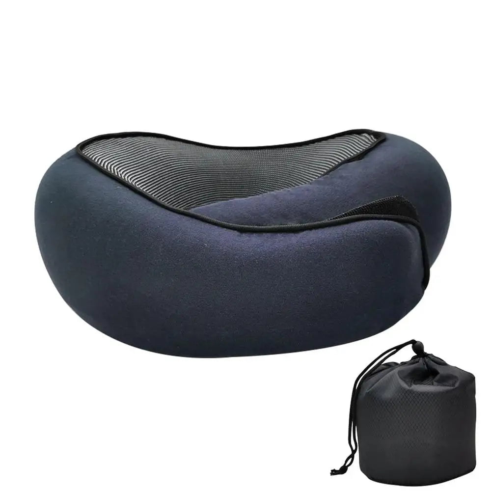 U-shaped Portable Memory Foam Neck Pillow Navy Blue
