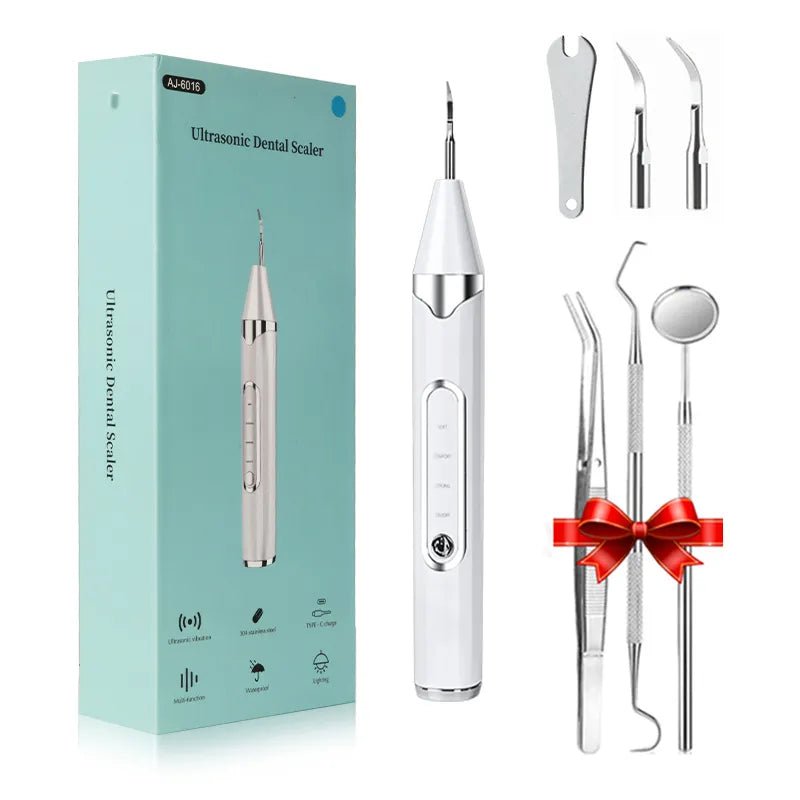 Ultrasonic Dental Scaler: Tartar, Plaque, and Dental Stone Remover White Kit
