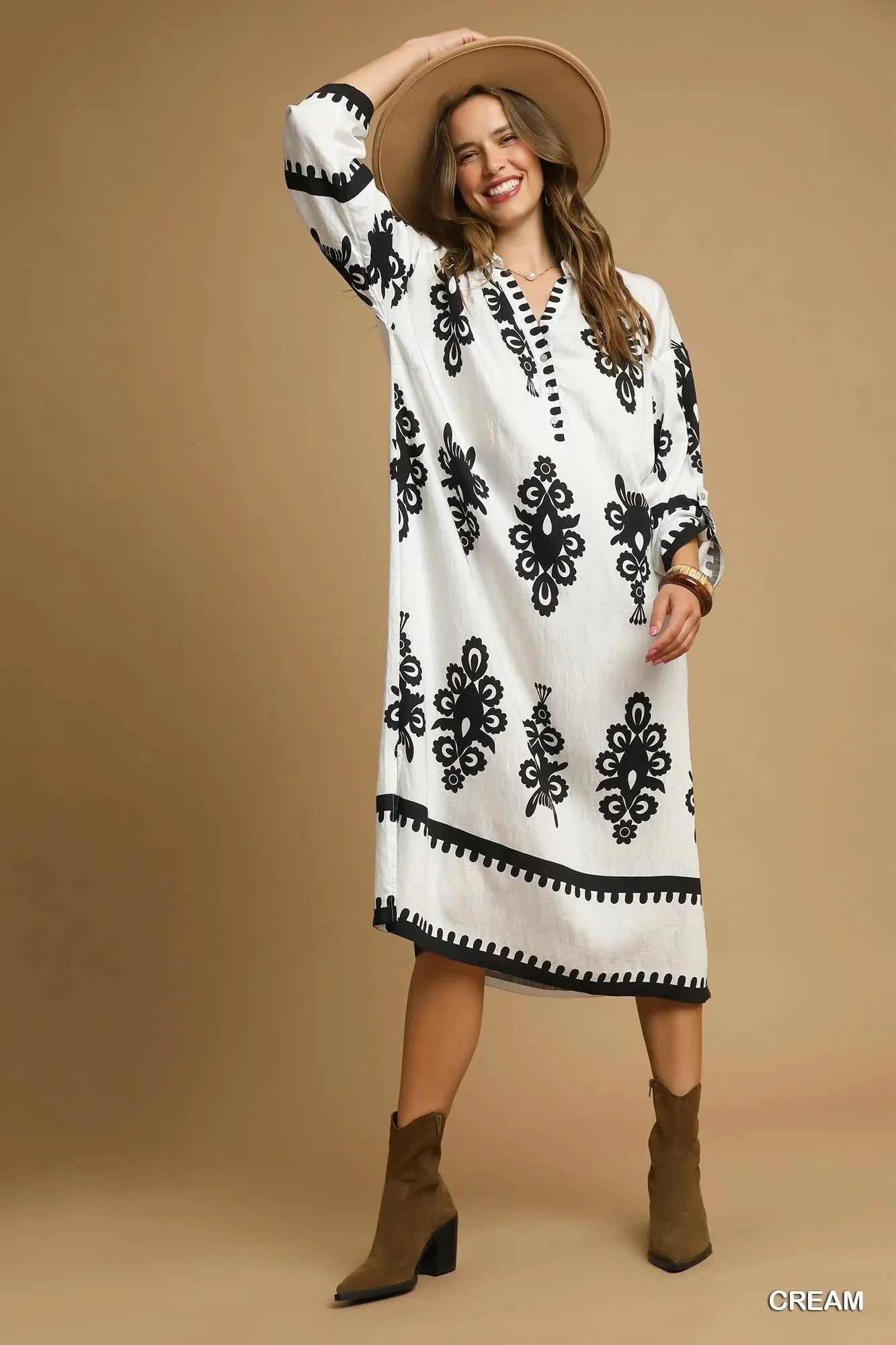 Umgee Abstract Print Midi Dress