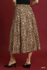 Umgee Drawstring Leopard Midi Skirt