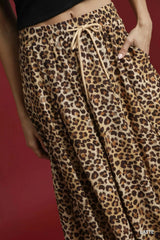 Umgee Drawstring Leopard Midi Skirt