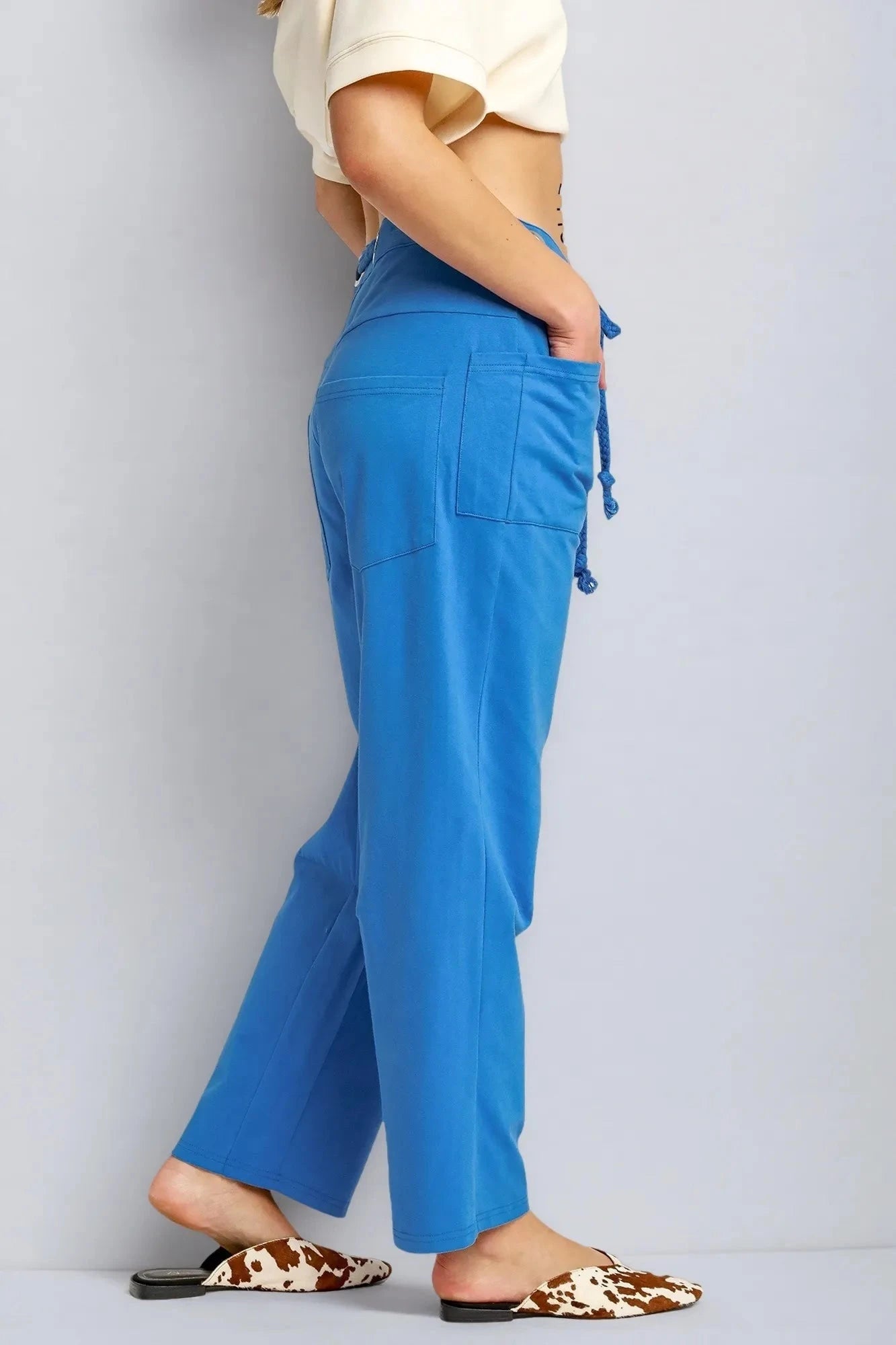 Umgee Drawstring Wide Leg Casual Pants