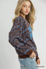 Umgee Scenic Print Cropped Sweatshirt
