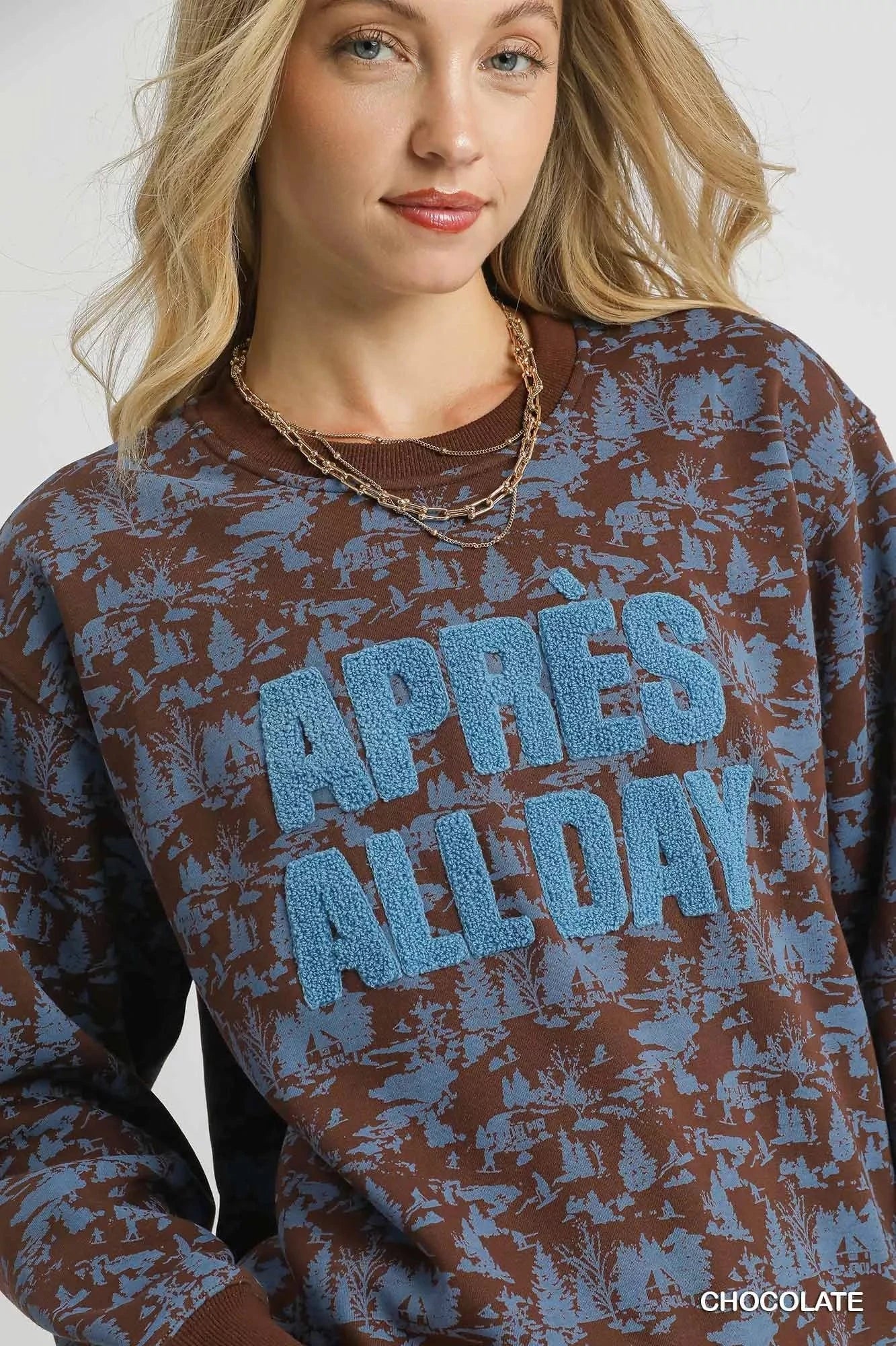 Umgee Scenic Print Cropped Sweatshirt