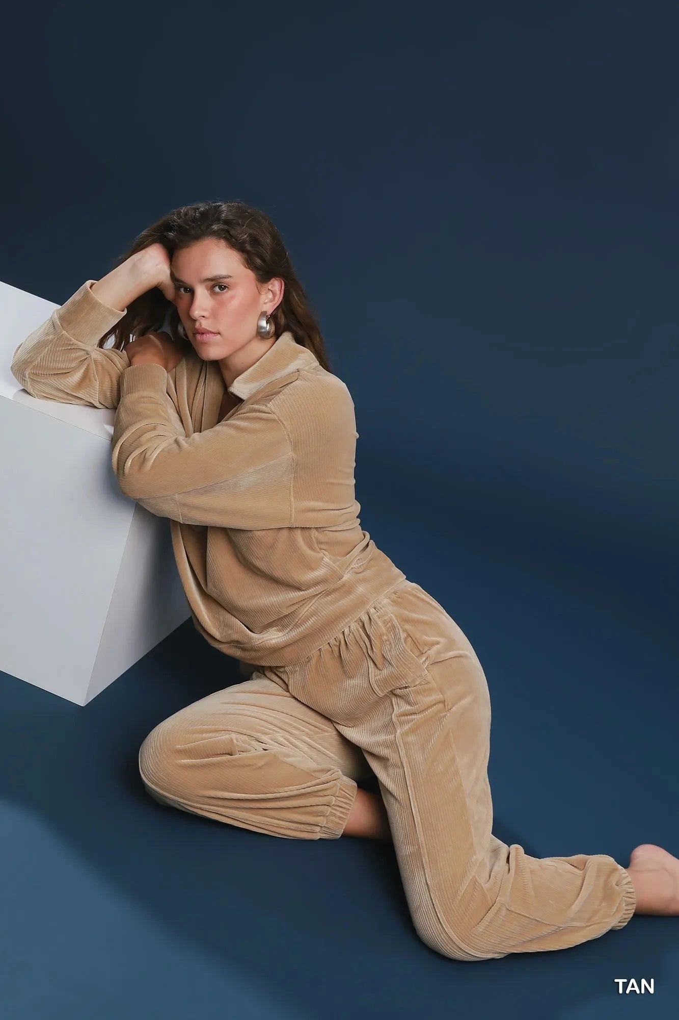 Umgee Soft Thermal Collared Long Sleeve Top