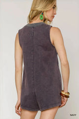 Umgee Tie Front Sleeveless Romper