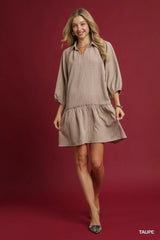 Umgee V-Neck Tiered Mini Dress