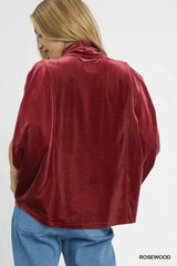 Umgee Velvet Mock Neck Sleeveless Blouse