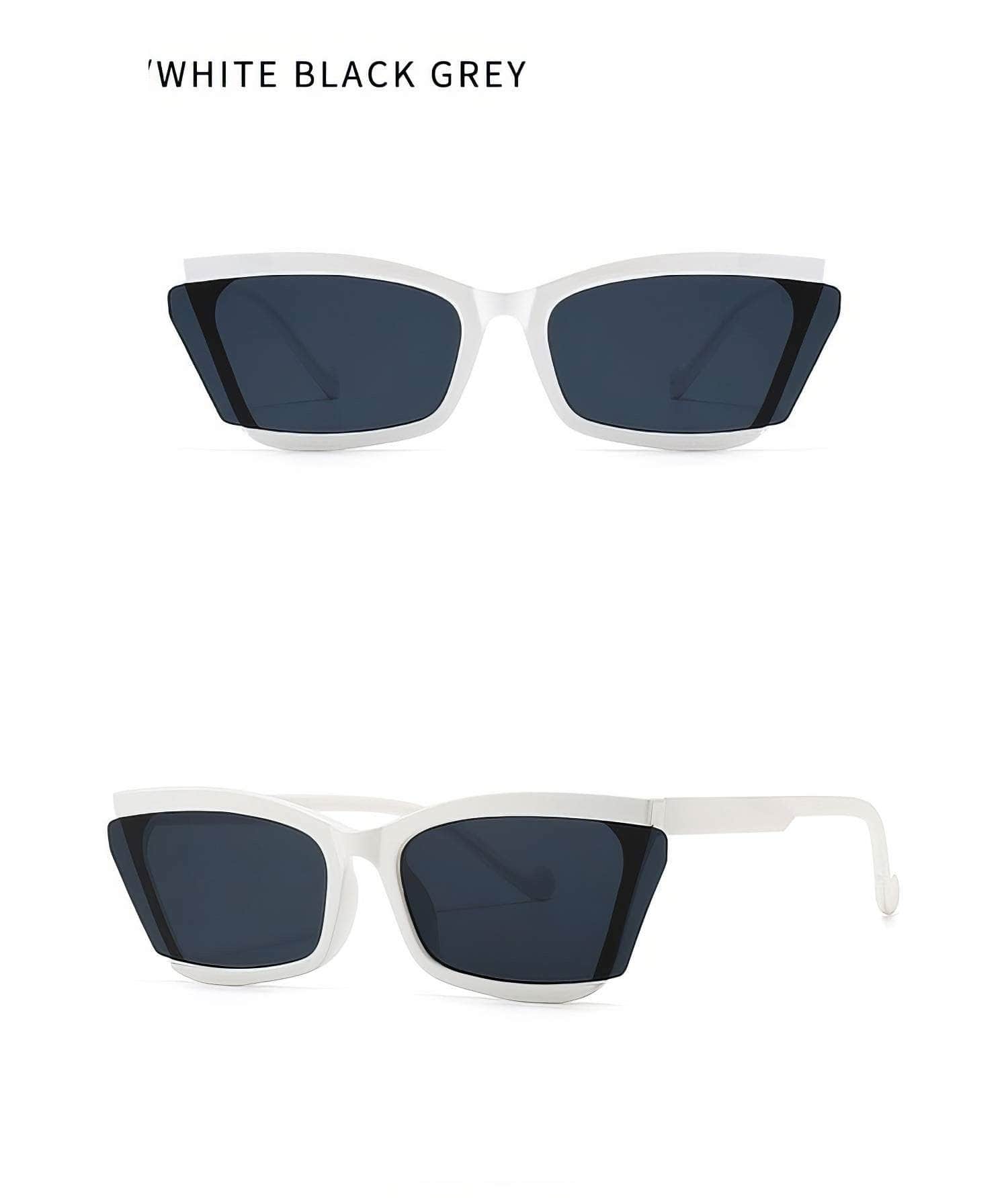 Unique Sleek Frame Sunglasses White Black Gray / Resin