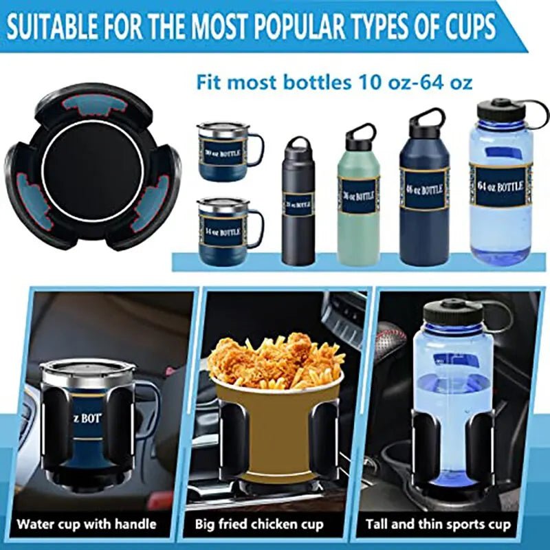 Universal all-purpose cup holder expander for car organization