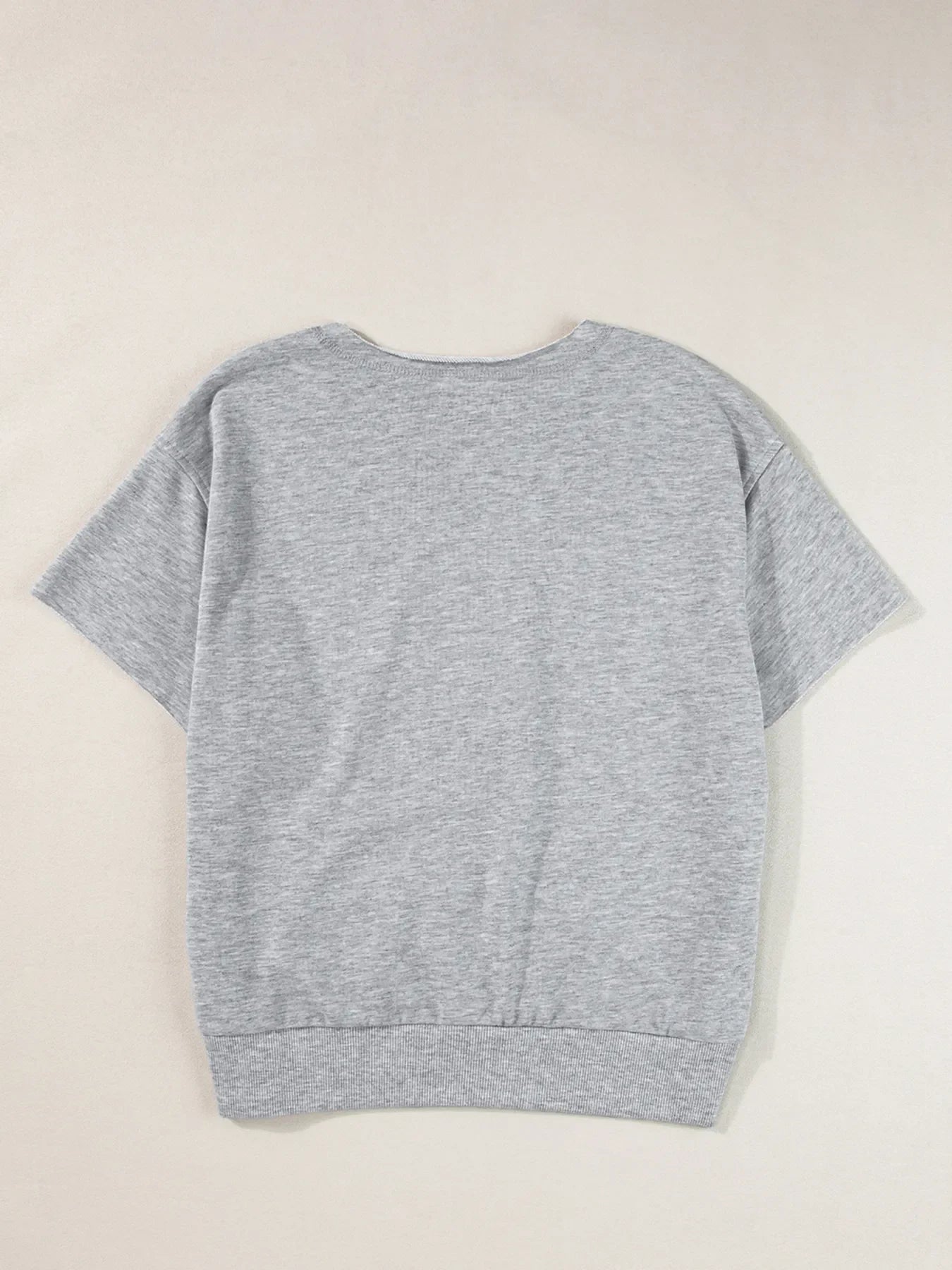 USA Lettering Patch Notched Neck T-Shirt
