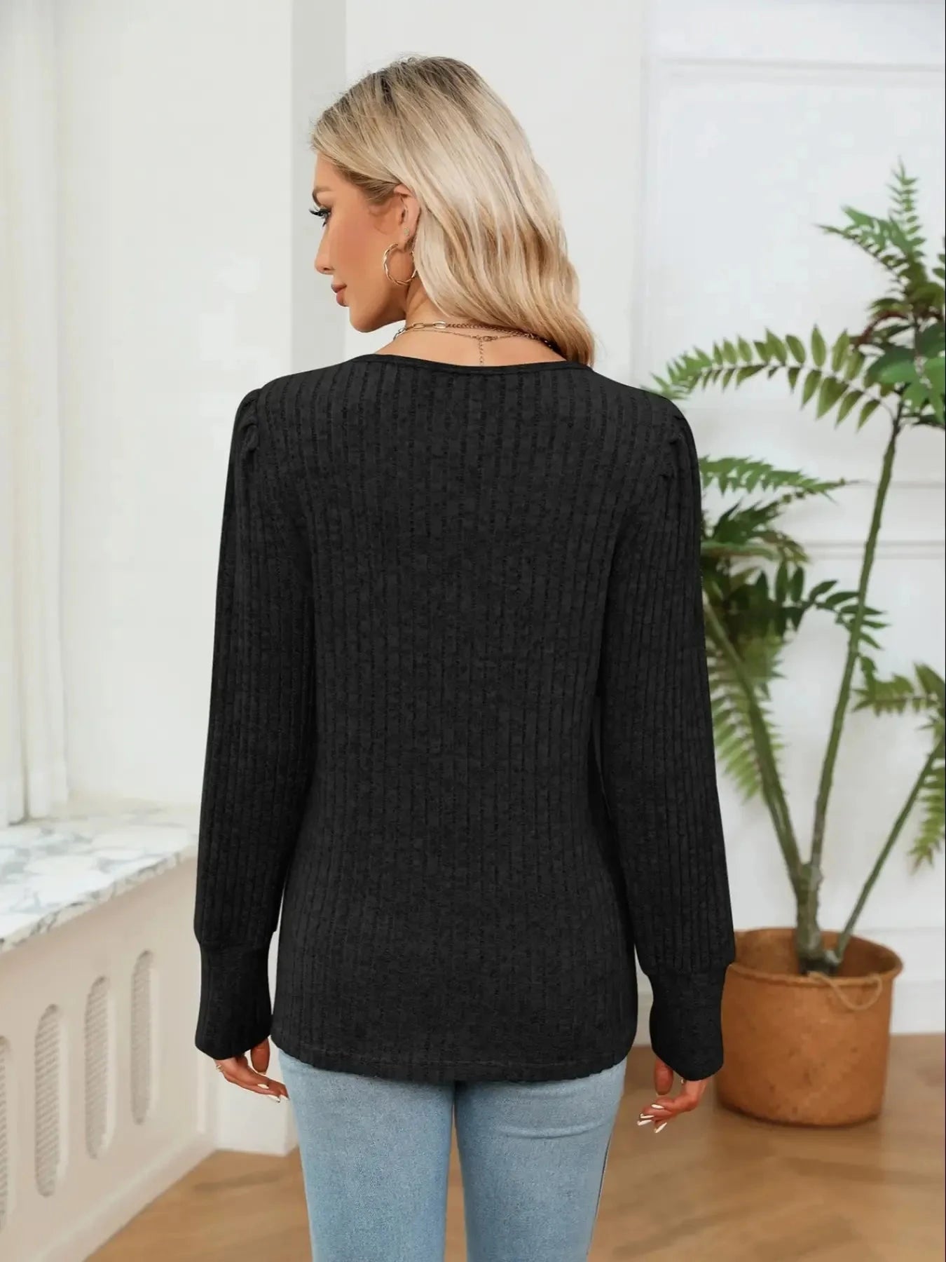 V-Neck Long Sleeve Blouse