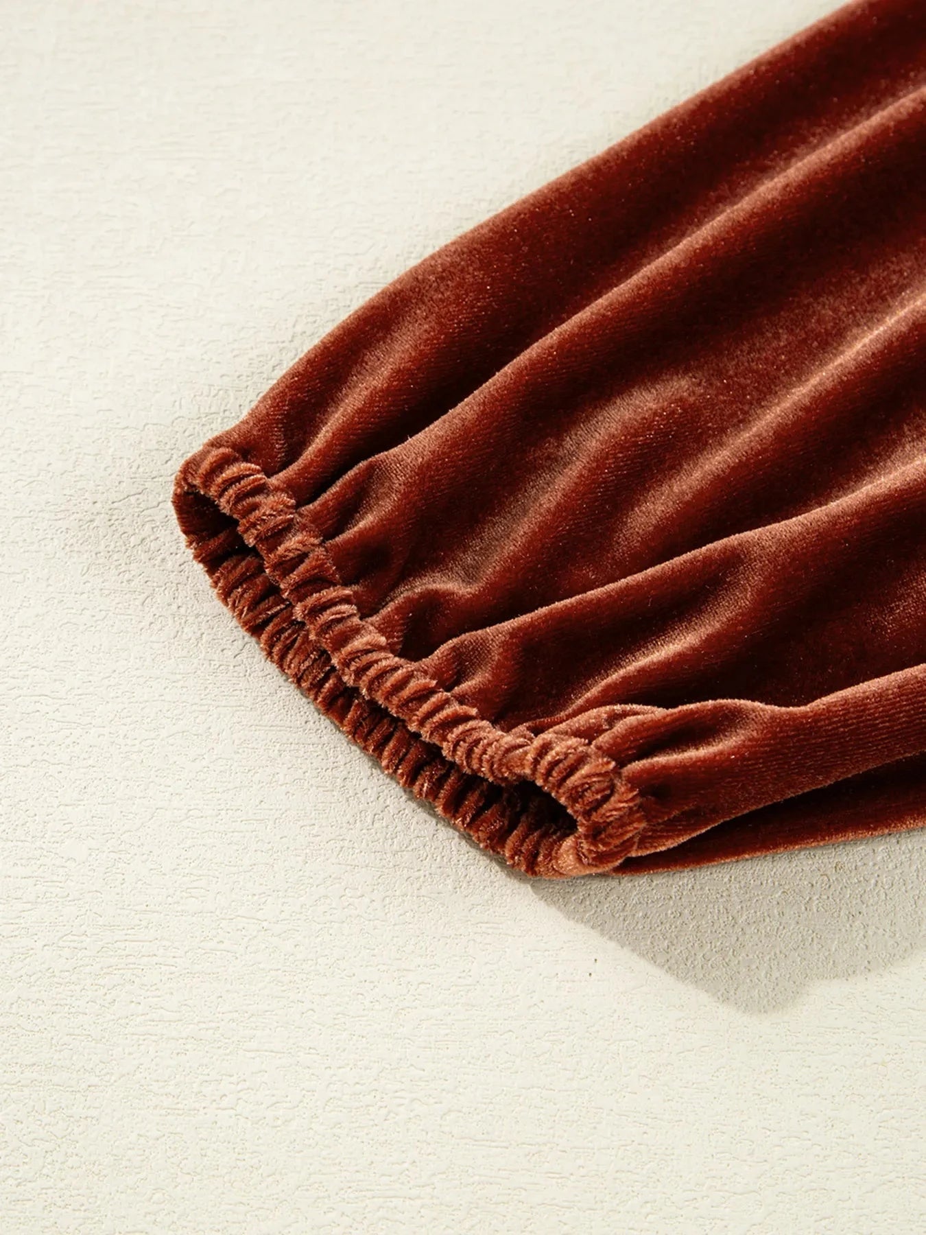 V Neck Puff Sleeve Velvet Dress