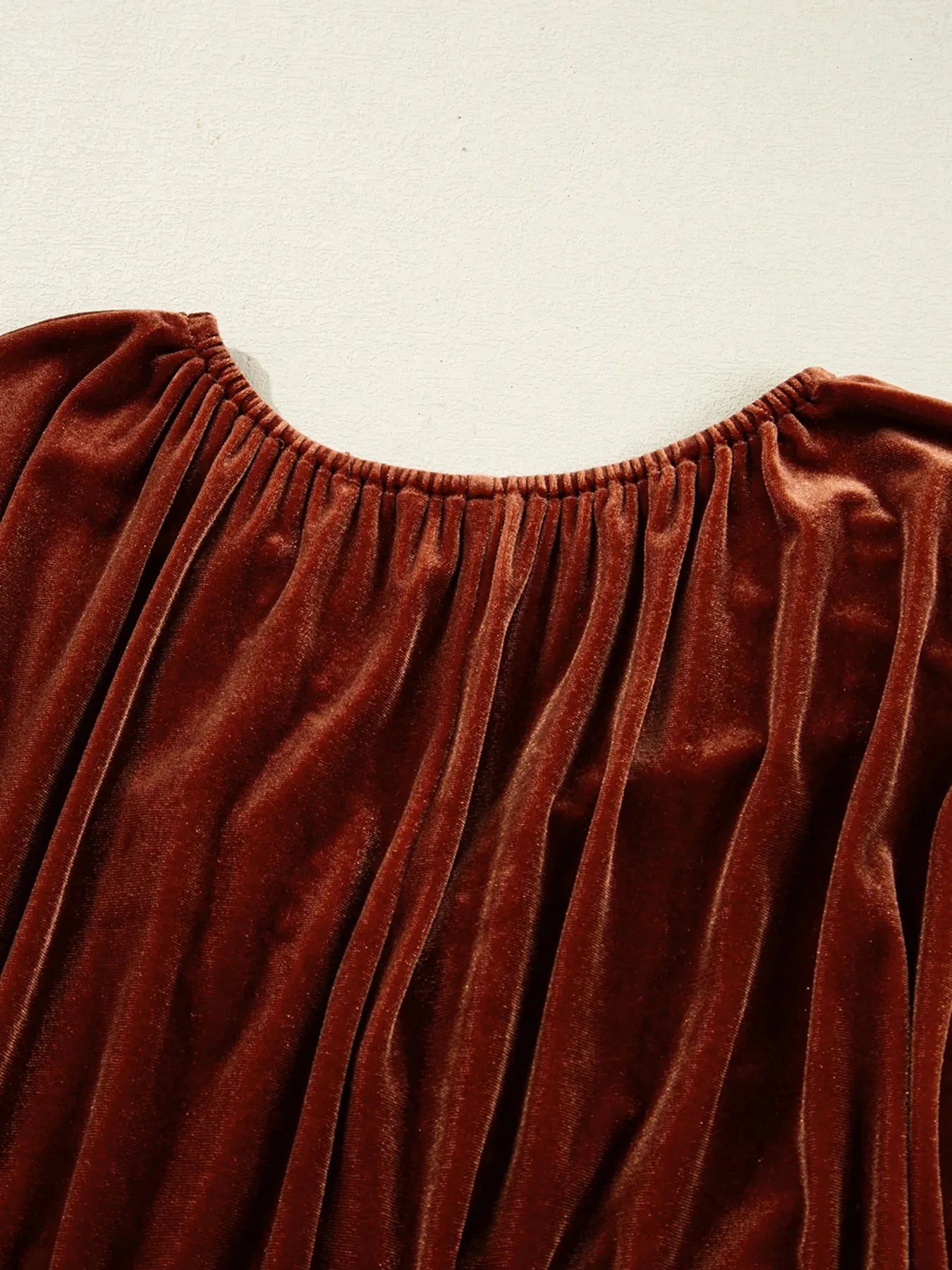 V Neck Puff Sleeve Velvet Dress